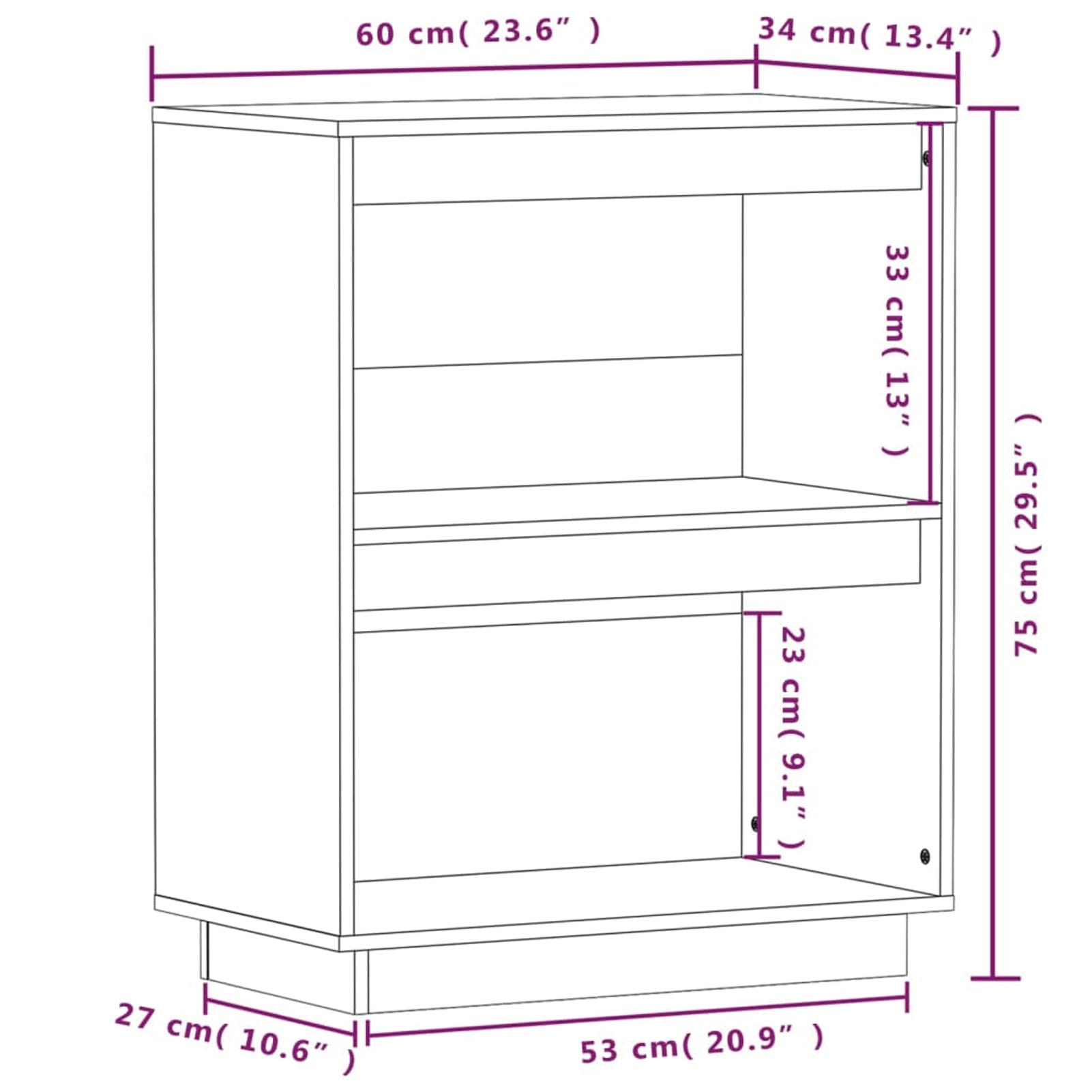 Festnight Beistellschrank Konsolenschrank aus Holz Büroschrank Mehrzweckschrank Allzweckschrank Beistellcontainer Schwarz 60x34x75 cm Massivholz Kiefer für Ihr Schlafzimmer, Wohnzimmer oder Büro