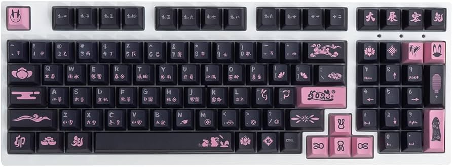 Amazon.com: PBT Gray Rabbit Keycaps Cherry Profile Kanji Keycaps