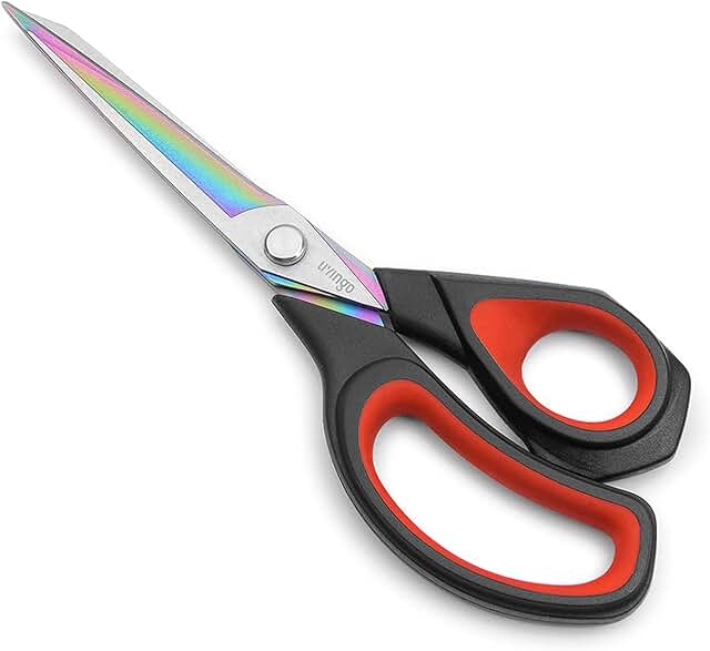 LIVINGO Premium Tailor Scissors Heavy Duty Multi-Purpose Titanium Coatin...