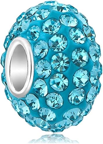 Adabele 1 pieza auténtica de plata esterlina sólida hipoalergénica con piedra natal de enero a diciembre, dije con cuentas de diamantes de imitación