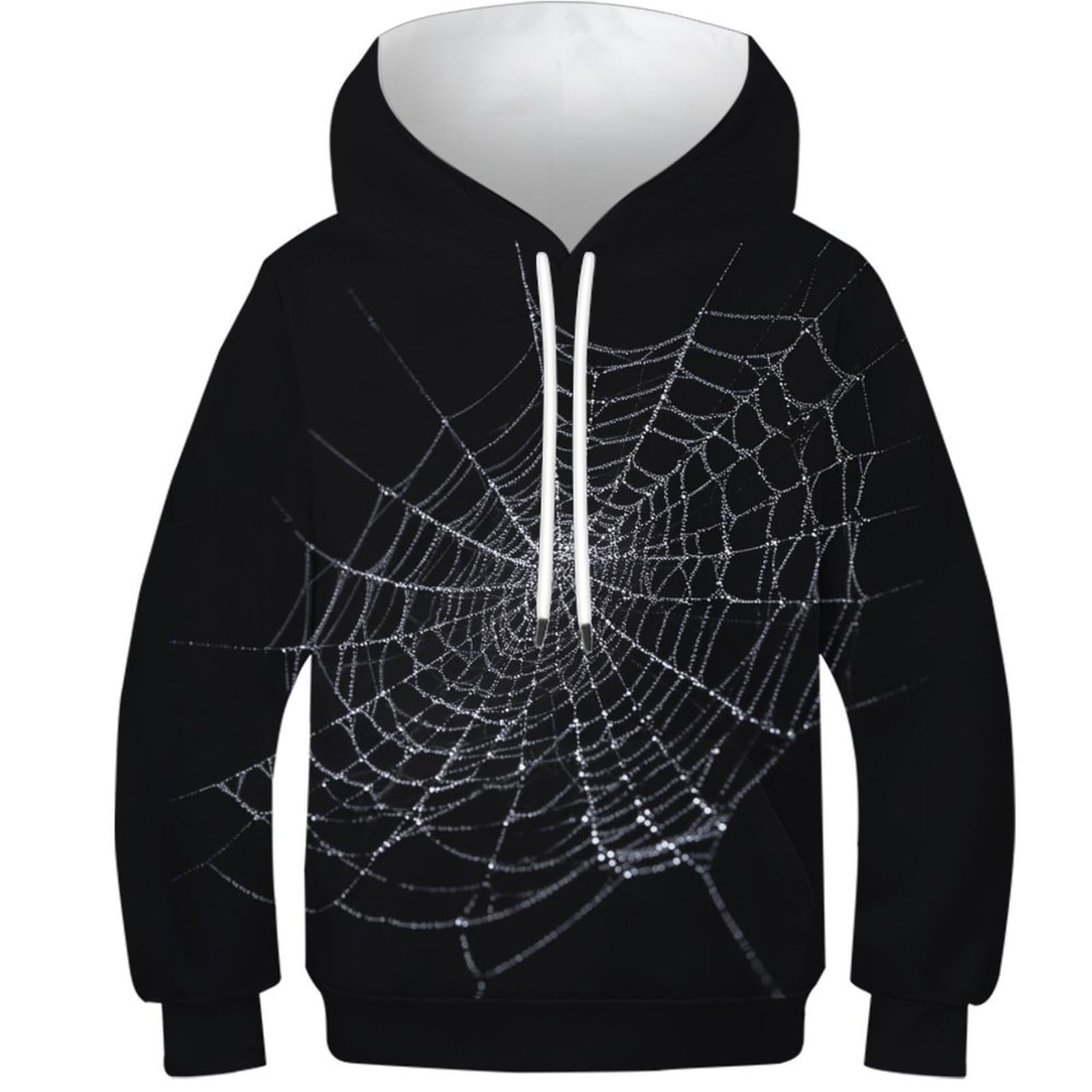 Opcalis Unisex Kids Spider Web Boys Girls Hoodie 3D Printed Jumper Long Sleeve Pullover Sweatshirt With Pocket Athletic Novelty 13-15Y