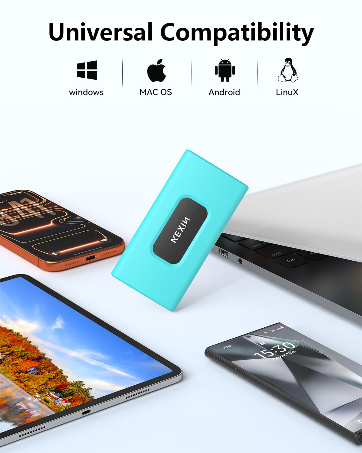 KEXIN Disco Duro Externo SSD de 1TB, USB 3.2 Tipo C, Unidad de Estado sólido portátil de 1TB, hasta 1000 MB/s para PC, Mac, Consola de Juegos Android y más