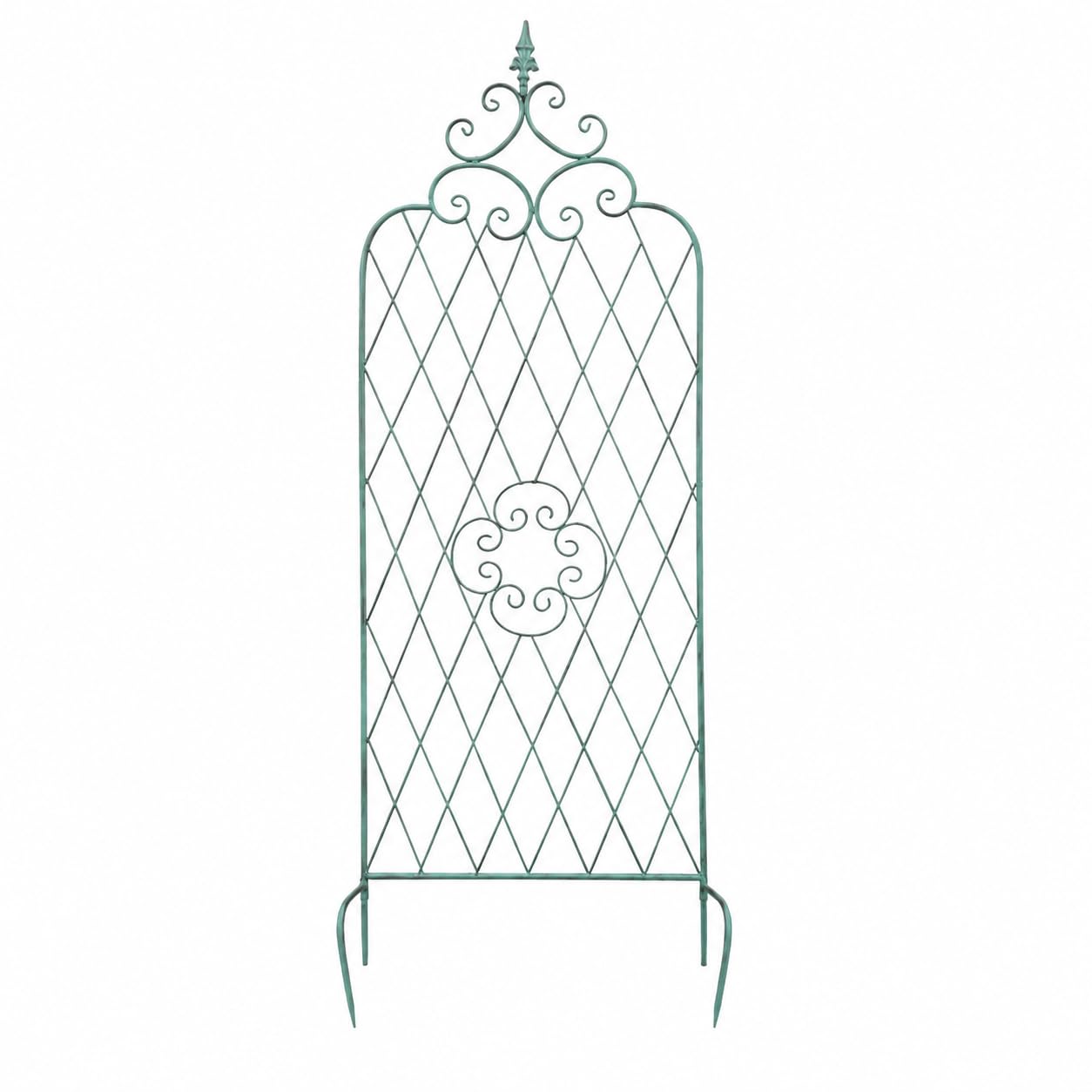 Celosía Decorativa de Hierro para Plantas trepadoras, Enrejado Ajustable 123/160/210cm, para Patio y balcón, Estilo rústico, Verde Envejecido