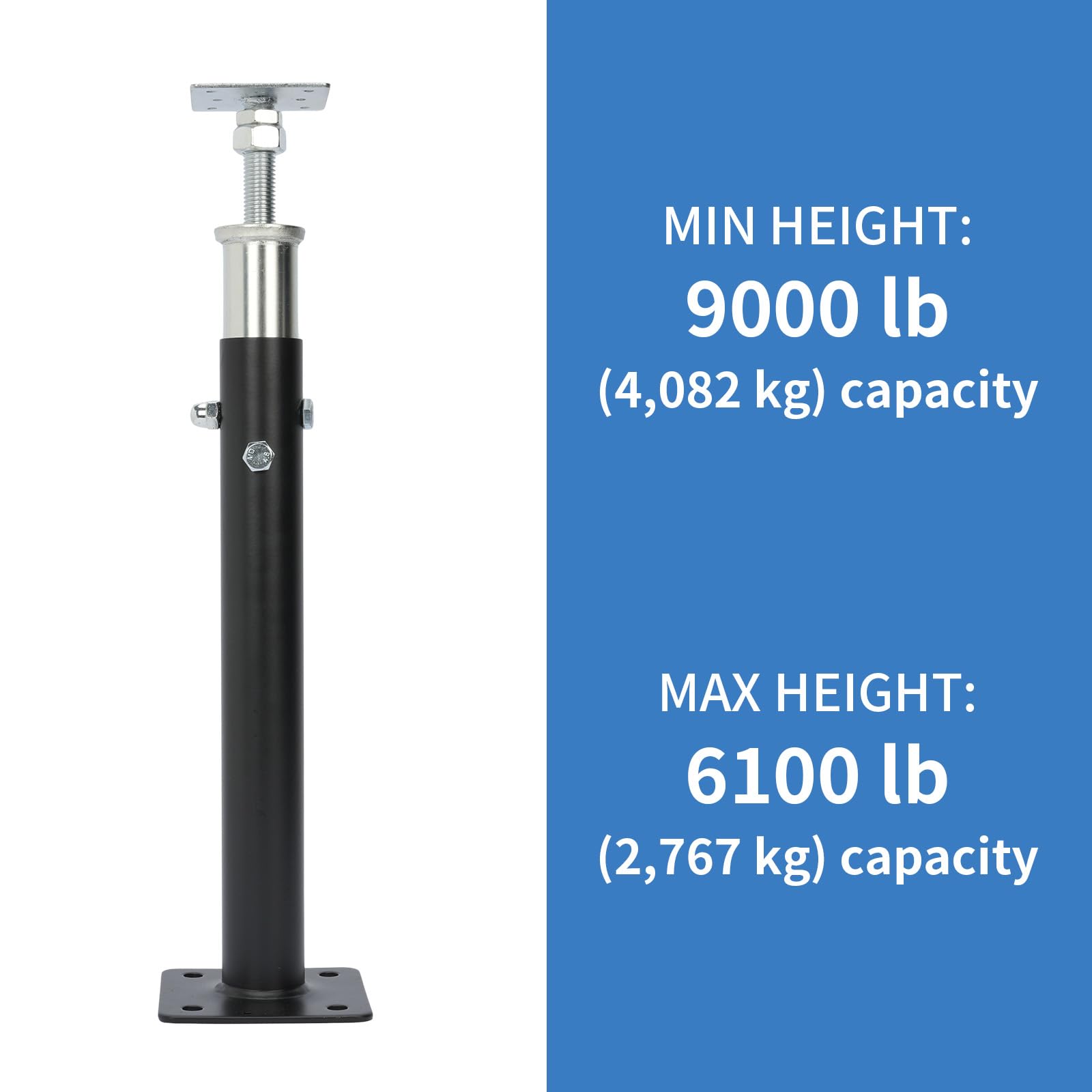 2 martinetti da pavimento per seminterrato, gamma di altezza da 50 a 85 cm, martinetti regolabili da pavimento per casa, capacità massima 1995,8 kg (ciascuno), martinetto telescopico per