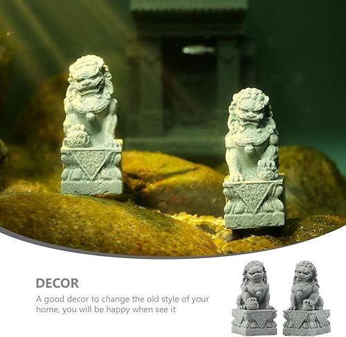 Miniatura 4 de Decoración de luz para el hogar, 1 par de perros Fu Foo, estatuas de león guardián, piedra asiática, leones de Beijing, decoración para el hogar,