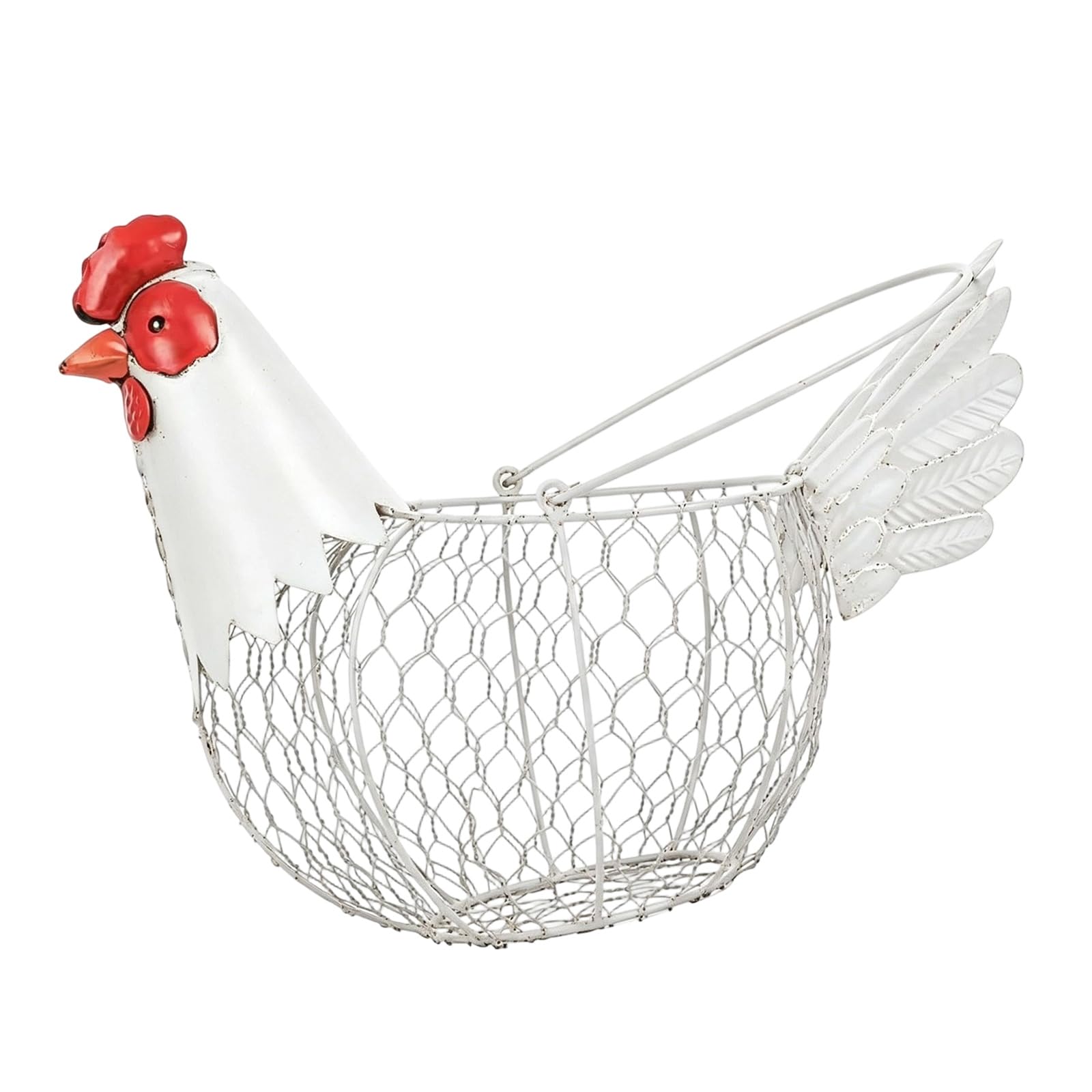 Spacious Iron Eggs Storage Basket with Ergonomic Handle Chicken Shaped Eggs Stand Home Decoration Metal Oocyte Basket