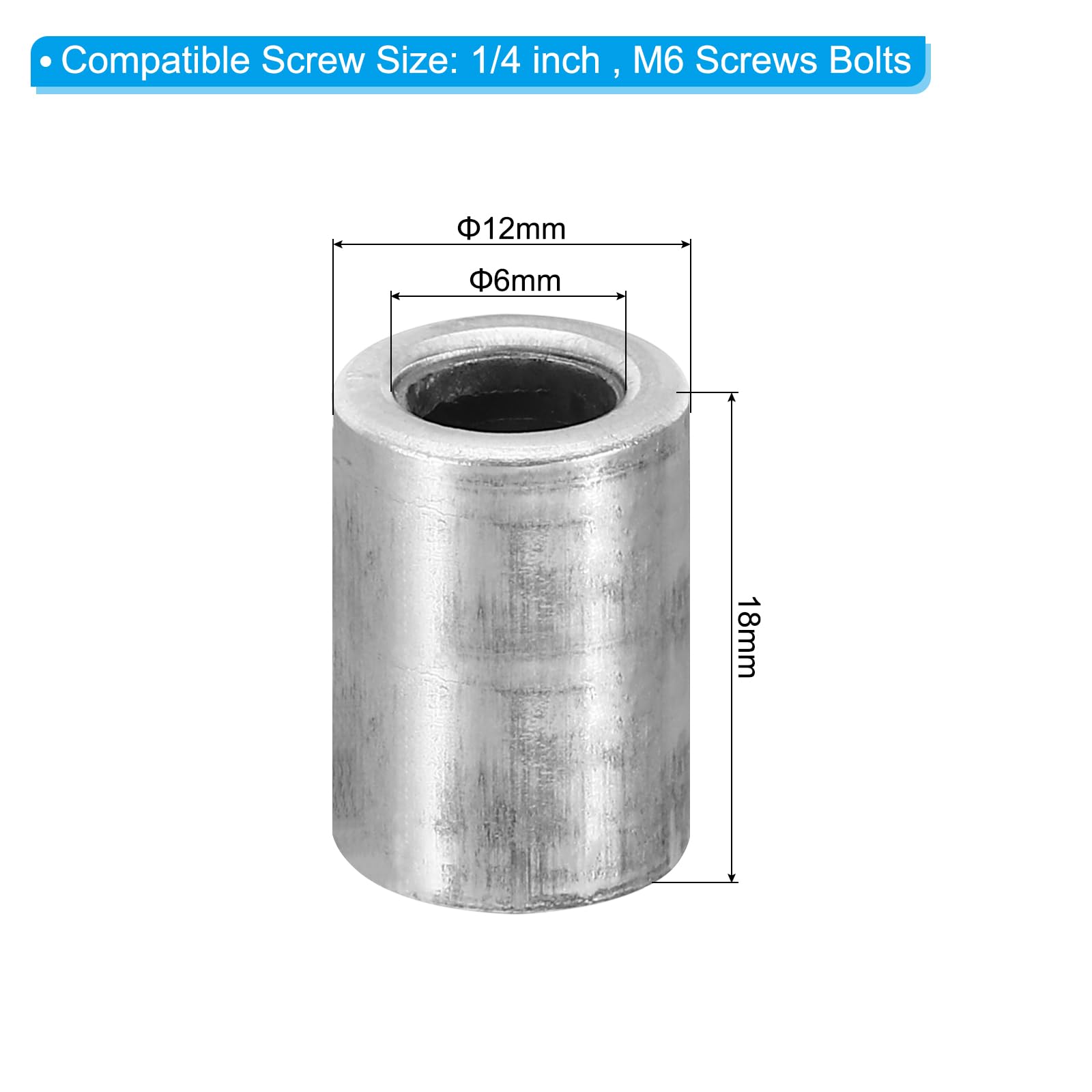 M6 Aluminum Spacers, 12 Pcs Metal Spacers Aluminum 6.2mm ID X 15mm OD X 1 5mm L Aluminum Spacer Screw Standoff Round For 1 4 Or M6 Screw Bolts - View #3