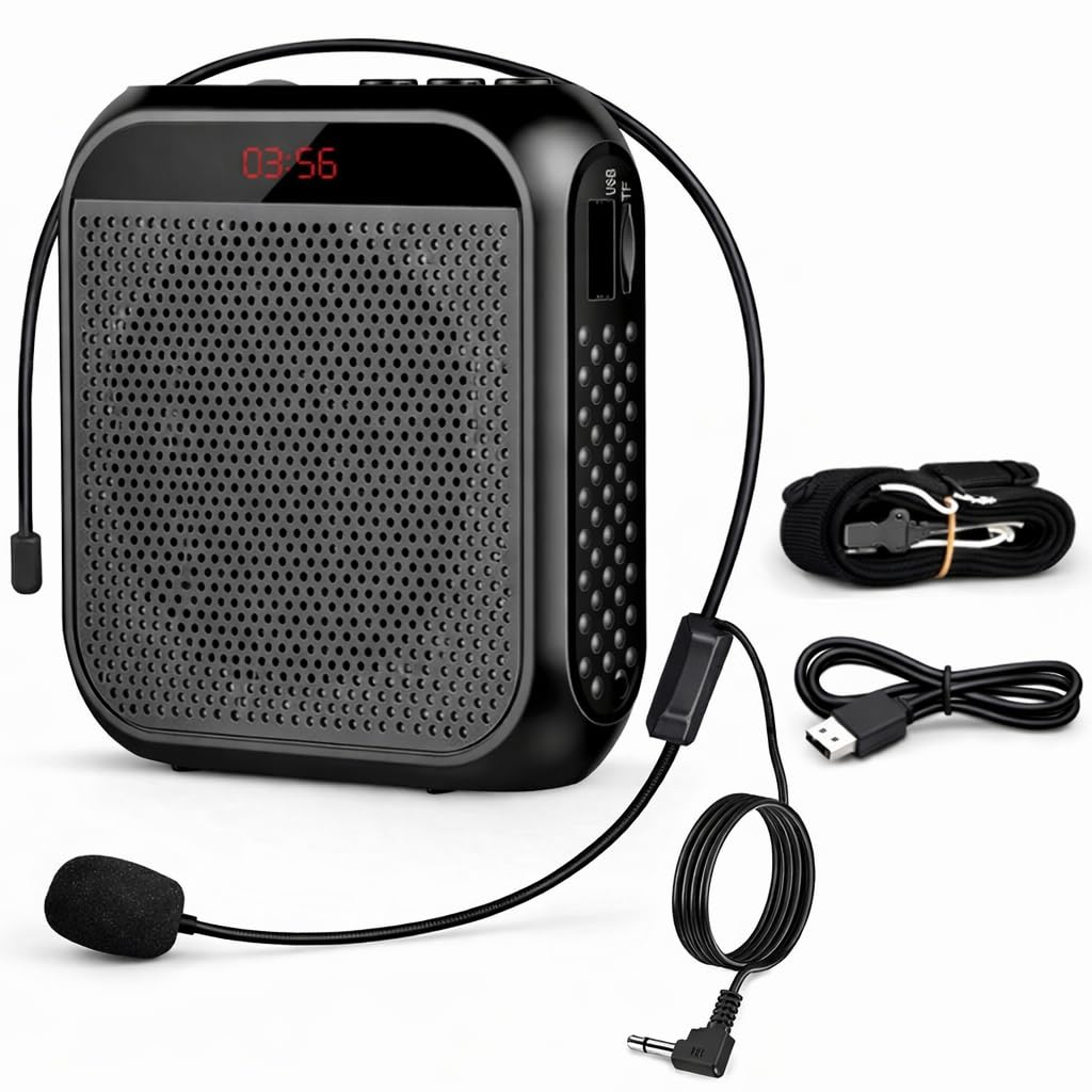MOCKING BIRD Wireless Voice Amplifier Portable Voice Amplifier with Headset Mic, 20H Battery, USB/TF/3.5mm Support, Loud 3-Inch Speaker, Lightweight PA System for Teachers, Guides, Meetings & Classes