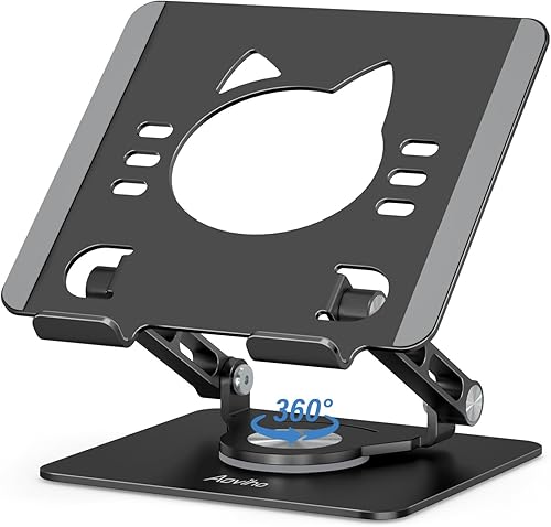 Soporte de aluminio giratorio de 360, ajustable, portátil y plegable, soporte para monitores para iPad, compatible con tabletas de 4 a 12.9