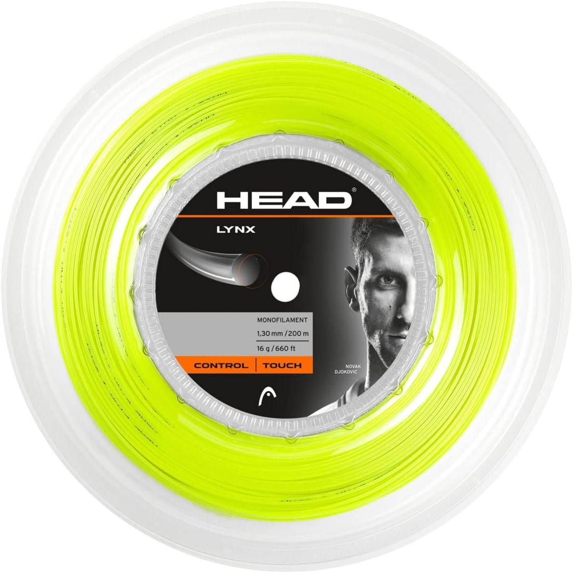 HEAD Lynx Tennis Racket String 660' Reel - 16 Gauge Monofilament Racquet String, Neon Yellow