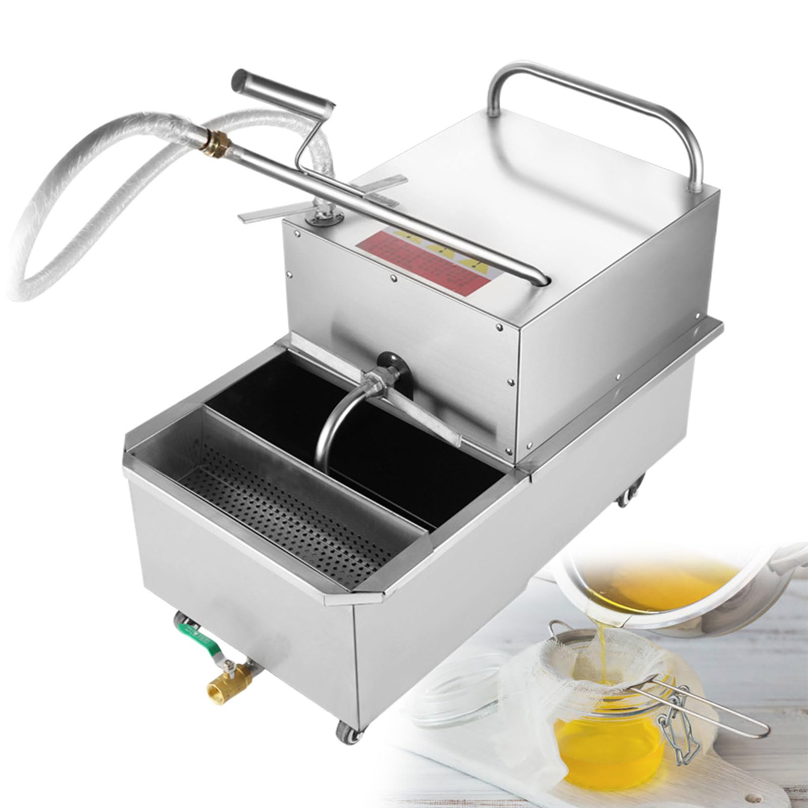 asdchZen Mobile Fryer Filter Machine, 550W 65L Commercial Oil Filler Cart Truck Separator Stainless Steel Cooking Oil Filtration