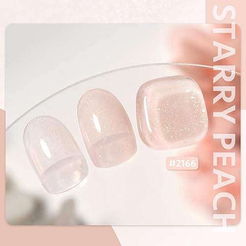 Miniatura 10 de GAOY Jelly Nude - Esmalte de uñas en gel, 0.63 onzas líquidas, esmalte de gel translúcido rosa traslúcido, curado con luz UV para arte de uñas,
