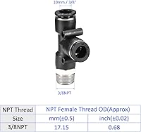 Vista 4 de Paquete de 2 accesorios de bloqueo de rosca macho NPT 3/8 – Unión de mamparo en camiseta, accesorios de empuje para conectar, aplicar al sistema