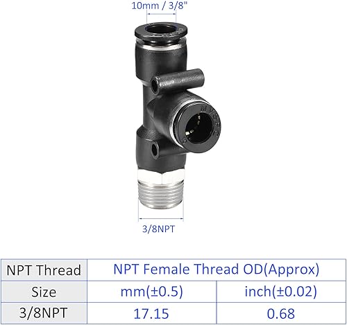 Miniatura 4 de M METERXITY Paquete de 2 accesorios de bloqueo de rosca macho NPT 38  Unión de mamparo en camiseta, accesorios de empuje para conectar, aplicar al