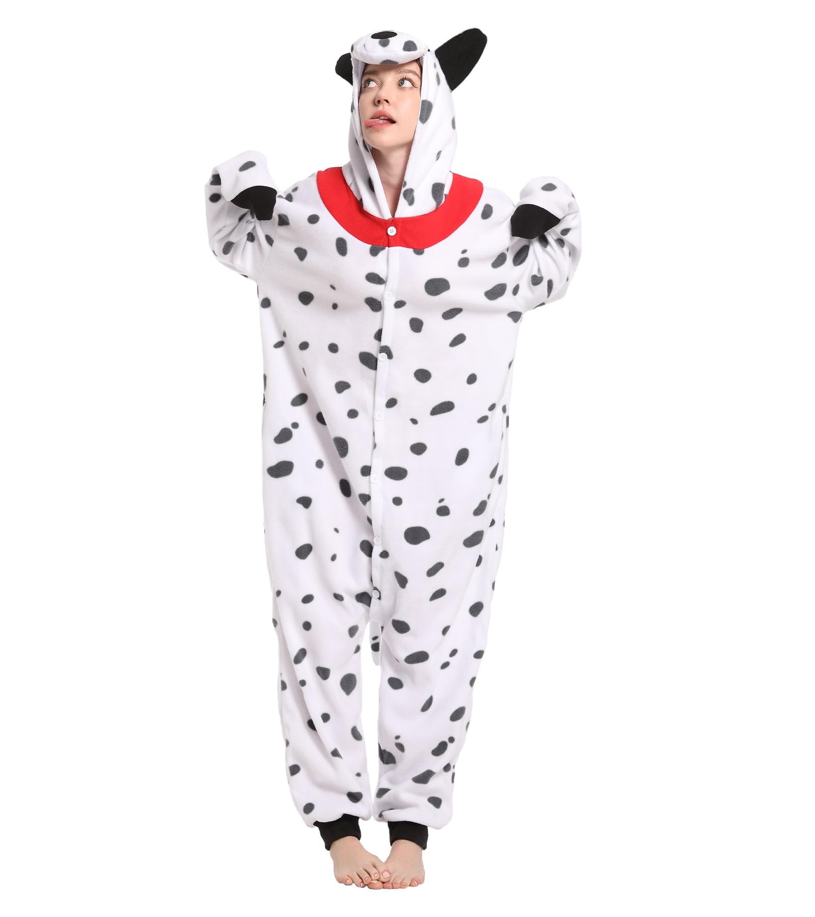 Dodheah Pigiama Unisex Dalmata Pigiama Adulto Halloween Animal Cosplay Costume Tuta di Natale
