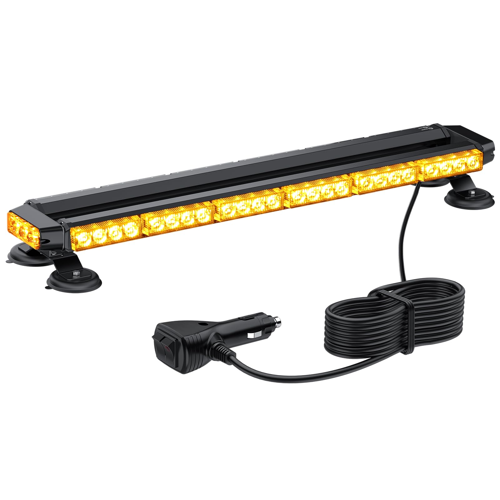 Justech 54 LED Luce Stroboscopica Emergenza Lampeggiante Stroboscopico Barra Bar 27 Modalità 12/24 V Impermeabile Ambra Controllo Doppio Interruttore con Base Magnetica per Camion Veicolo