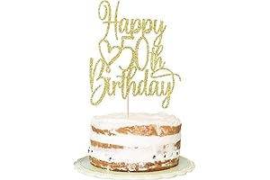 Gold Glitter Happy 50th Birthday Cake Topper