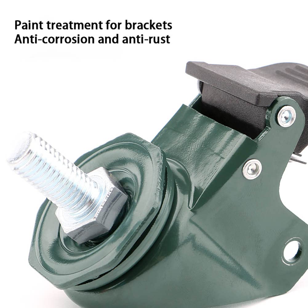 Industrielle Schwerlast-Rollen 1,5 Zoll (40 Mm) 2 Zoll (50mm) M8 / M10 / M12 Gewinde Doppeltes Lager Möbel-Rollen Mit Bremse Universal Schwenkbar Lenkrollen Tragfähigkeit 250-300KG