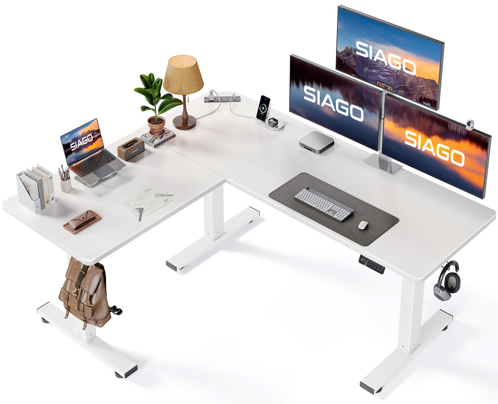 SIAGO L-Shaped Standing Desk 63 x 55 Inch