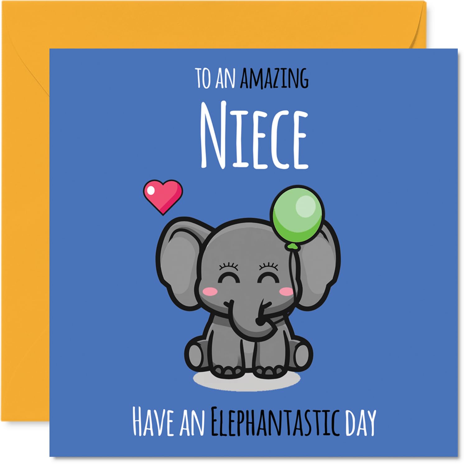 Niece Birthday Card - Have An Elephantastic Day - Happy Birthday Card for Niece from Auntie Uncle, 145mm cute elephant Bday Greeting Cards