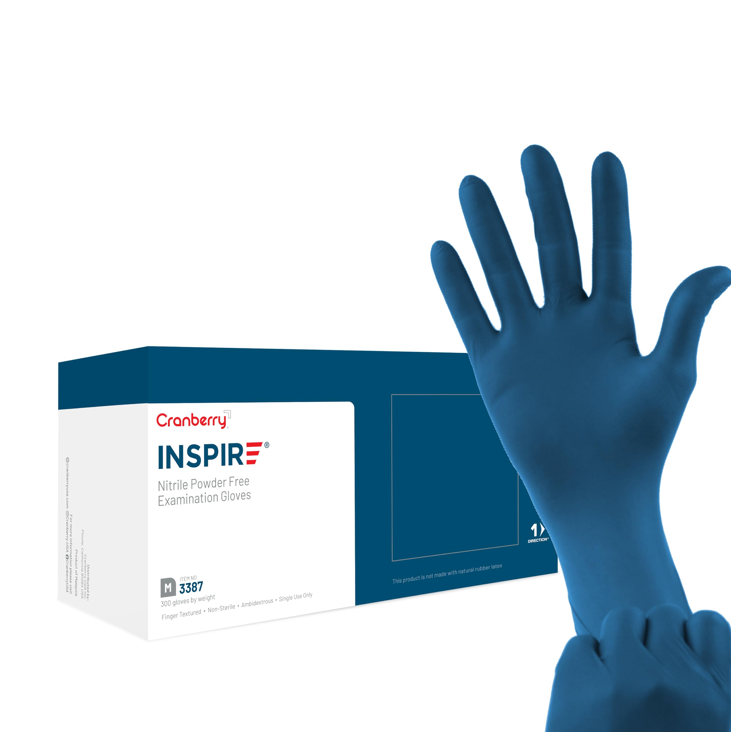 Cranberry USA Cranberry Inspire Aegean Blue Nitrile Exam Gloves Pack of 300 Large 2 0 Mil
