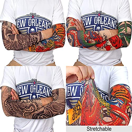 Image of YARIEW 6 Pcs Arm Sleeves - Fake Tattoos, Temporary Tattoo Covers for Men & Women (Sun Protection Set 3)