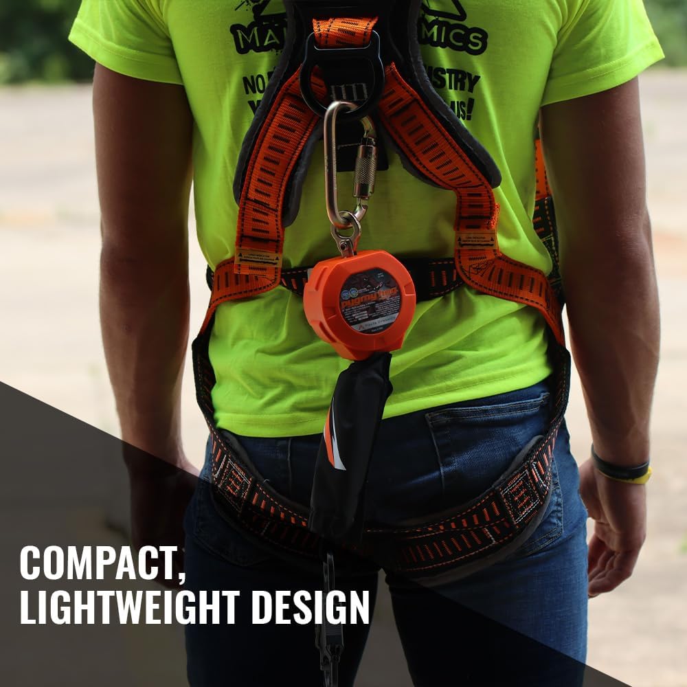 Malta Dynamics Pygmy Hog 6’ Self-Retracting Lifeline – ANSI & OSHA Compliant SRL Fall Protection and Safety Lanyard, Lightweight, Compact Design with 3,600 lb. Gate Rated Steel Snap Hook Connector