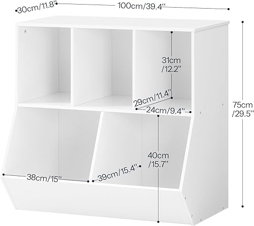 Miniatura 3 de HOOBRO Estantería para niños, armario de almacenamiento de juguetes de 39.4 pulgadas de largo, estribo de estantería, estante de cubículo, apto para