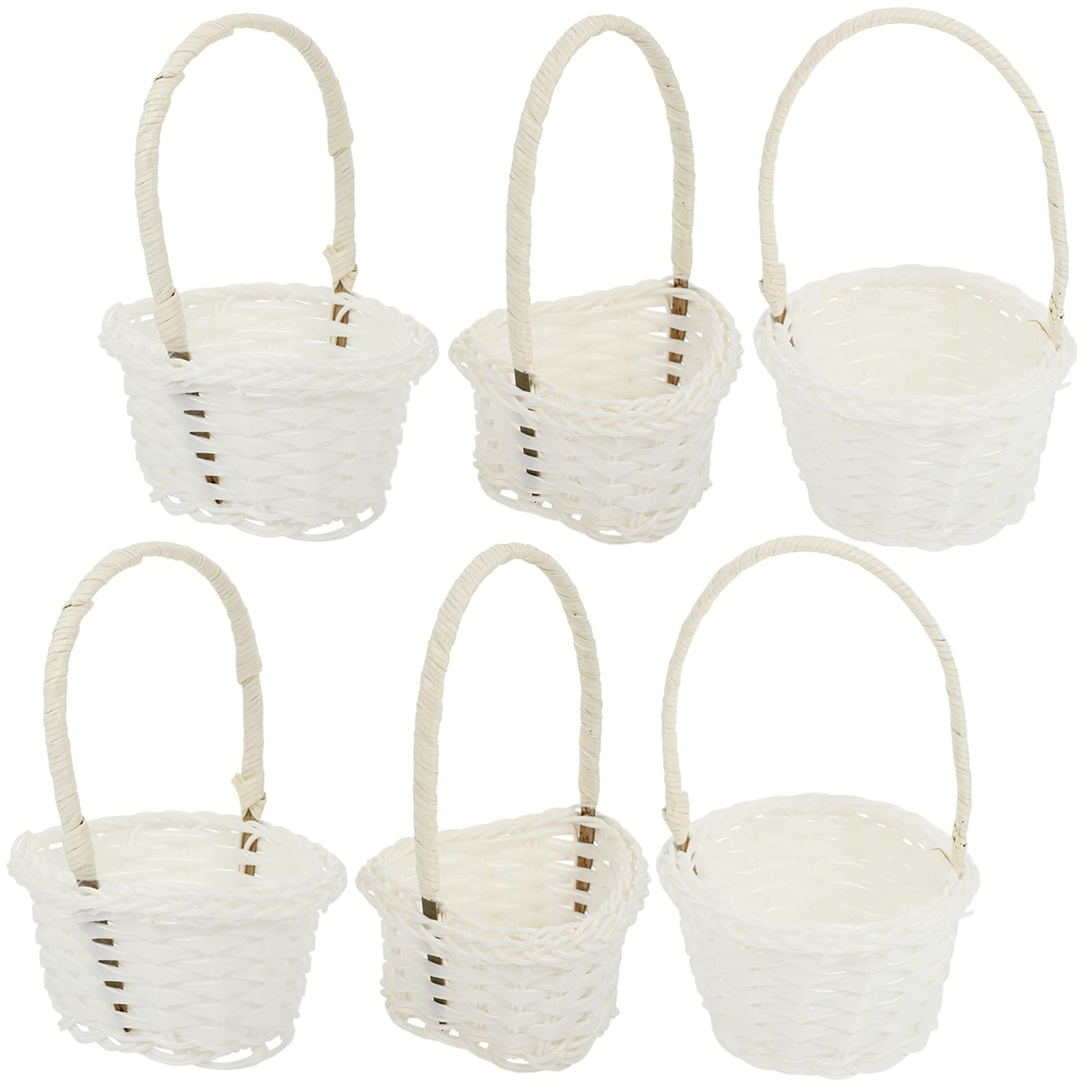 DOITOOL 6pcs Mini Baskets White Wicker Fabric Baskets Portable Decorative Photo Props Craft Adornments for Boys and Girls