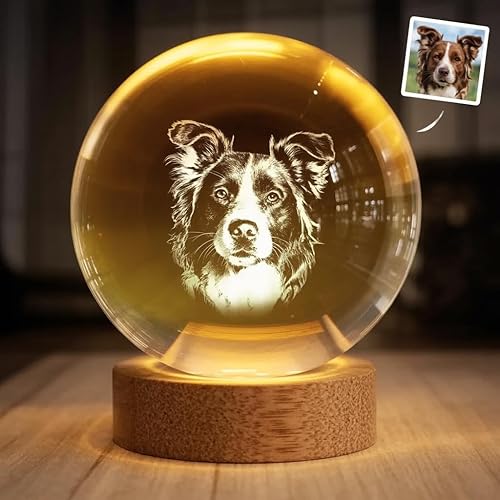 Miniatura 3 de Lámpara de globo de cristal 3D personalizada con foto de perro, luz nocturna personalizada regalos conmemorativos para perros, mamá, amantes de los