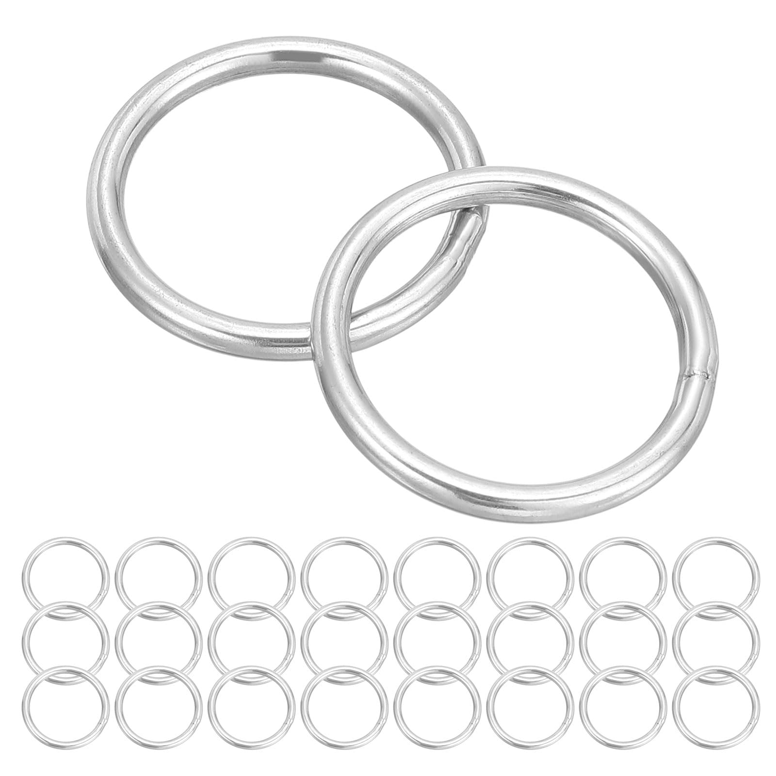 PATIKIL Metal O Rings, (30mmOD, 24mmID, 3mmThick)(25Pcs), 304 Stainless Steel Heavy Duty Round Ring Buckles, Suit for Macrame/DIY Craft/Hardware/Keychain/Belt/Dog Leash — image 1