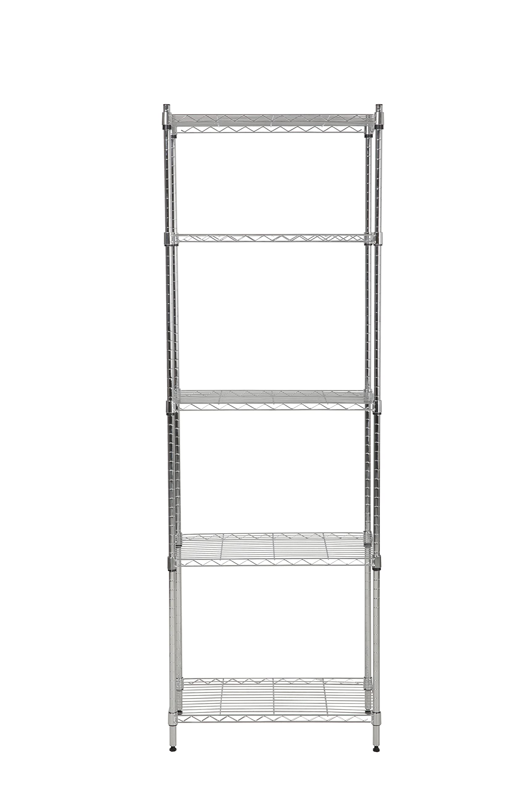 Scaffale in metallo cromato con montaggio ad incastro (L59 x P34 x H174 cm)