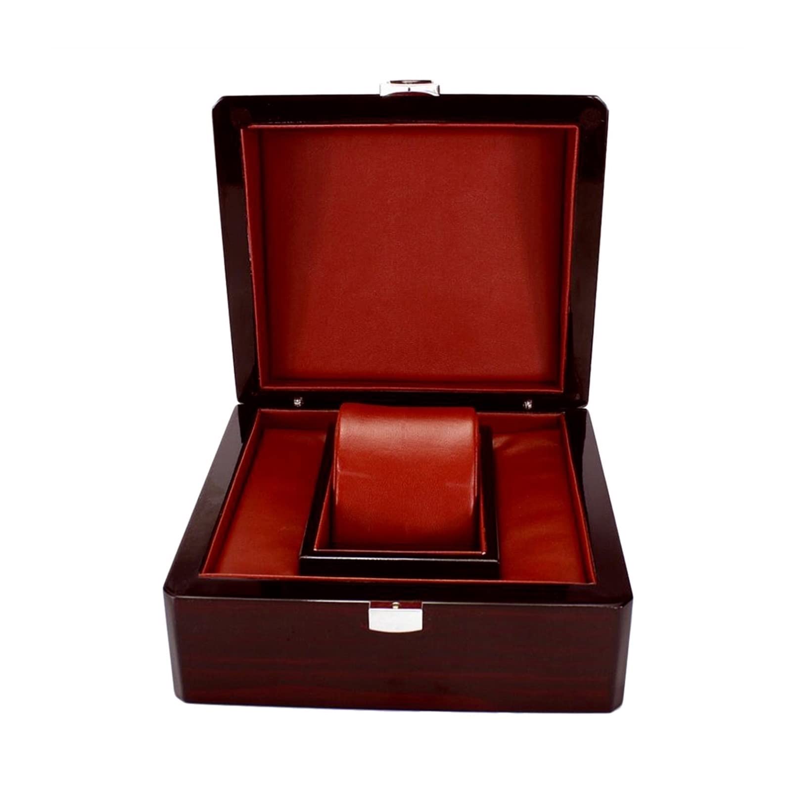 ANVLOJRIH Watch Box Glossy Wood Watch Bracelet Leather Pillow Box Jewelry Organizer Necklace Stand Display and Storage Watches Box