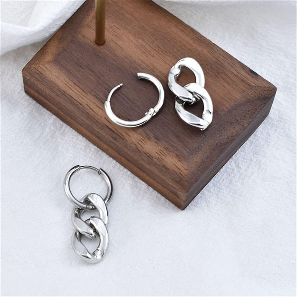 Punk Big Chain Drop Dangle Small Hoop Earrings for Women Men Stainless Steel Charms Thick Tassel Dropping Huggie Hoops Cartilage Hypoallergenic Fashion Personalized Y2K Jewelry - Image 5