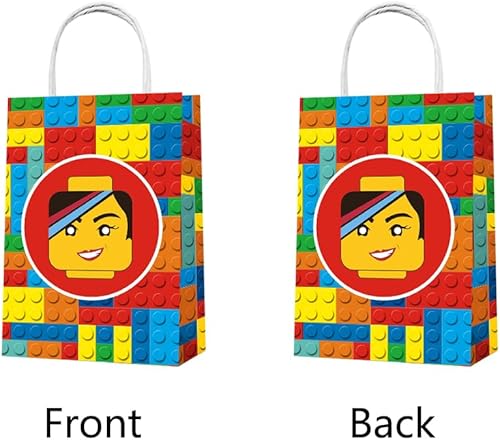 Miniatura 3 de Minamihong Bolsas de recuerdo de fiesta, 12 unidades para bloques de construcción, bolsas de regalo, bolsas de regalo de ladrillos de color, bolsas