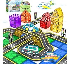 Magnetic Tiles Road Cars Magnetic Building Blocks Boys Toys Ages 3 4 5 6 7 8 STEM Educational Preschool Constructions Toddl…