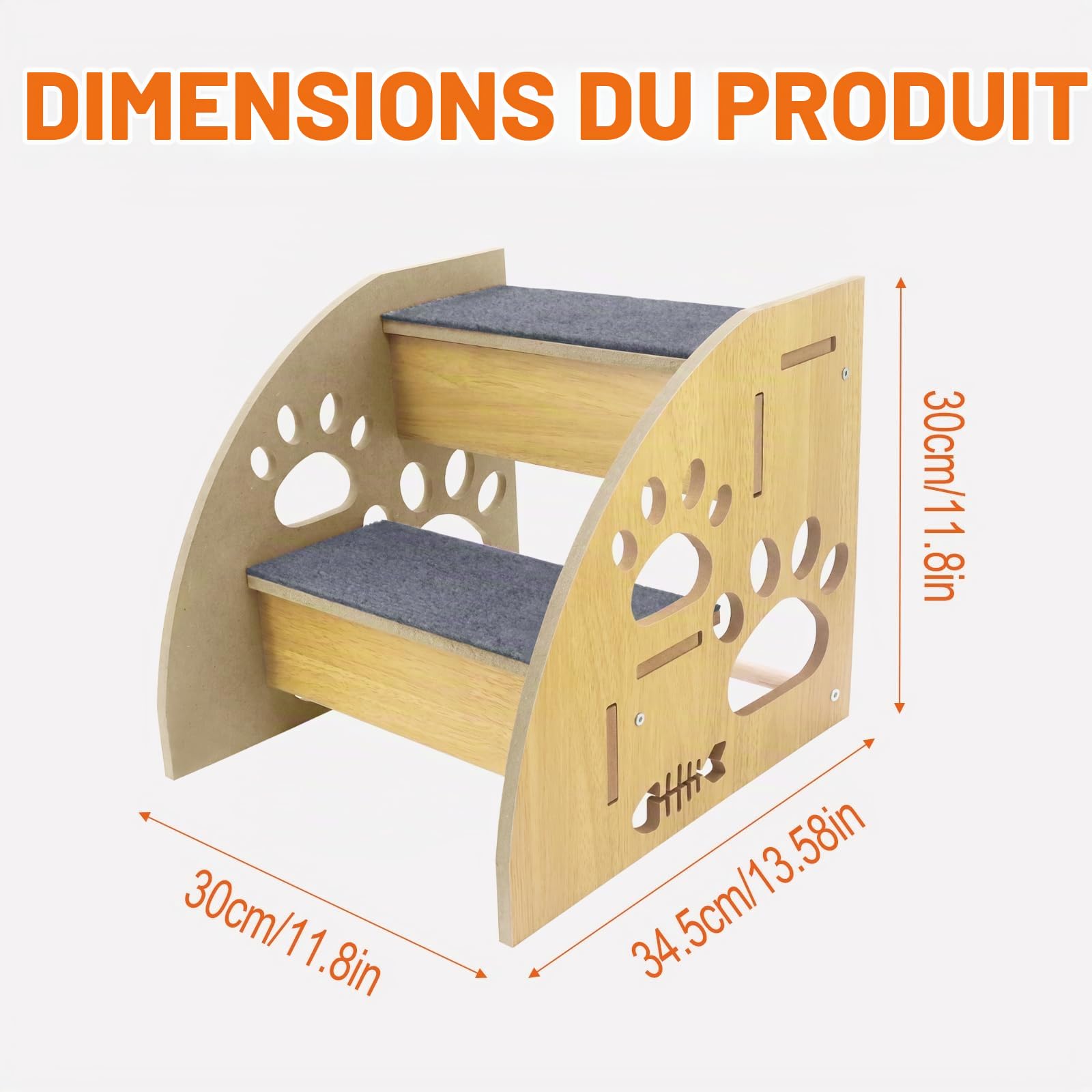 Escalier pour chien, antidérapant, pour canapé, escalier, escalier, pour chats jeunes et vieux chats, 30 cm de haut, pour canapé, lit, lit