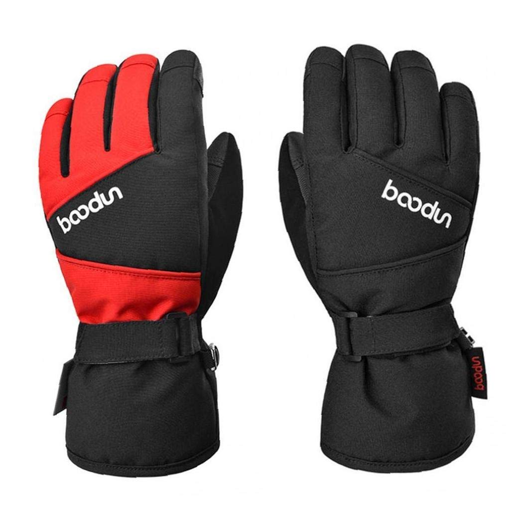 Guanti da Sci per Bambini Snowboard Invernale Isolamento Termico da Neve Antivento Impermeabile Touch Screen a Dito Pieno Guanti Neri per Il Freddo (s M)