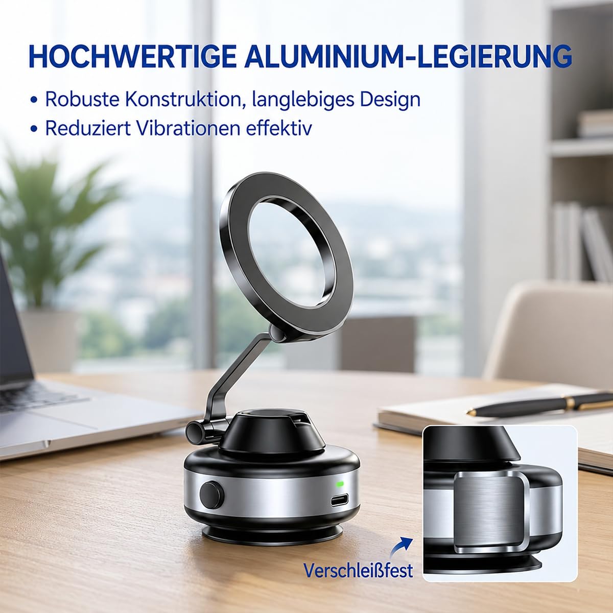 Snapmount Handy Halterung, 2026 Neu Snapmount Handy Halterung Elektrisch, Selbstansaugende Auto Handyhalterung, 360° Drehbar Und Platzsparend Faltbar, Universell, Anti - Rutsch (Schwarz+Silber)
