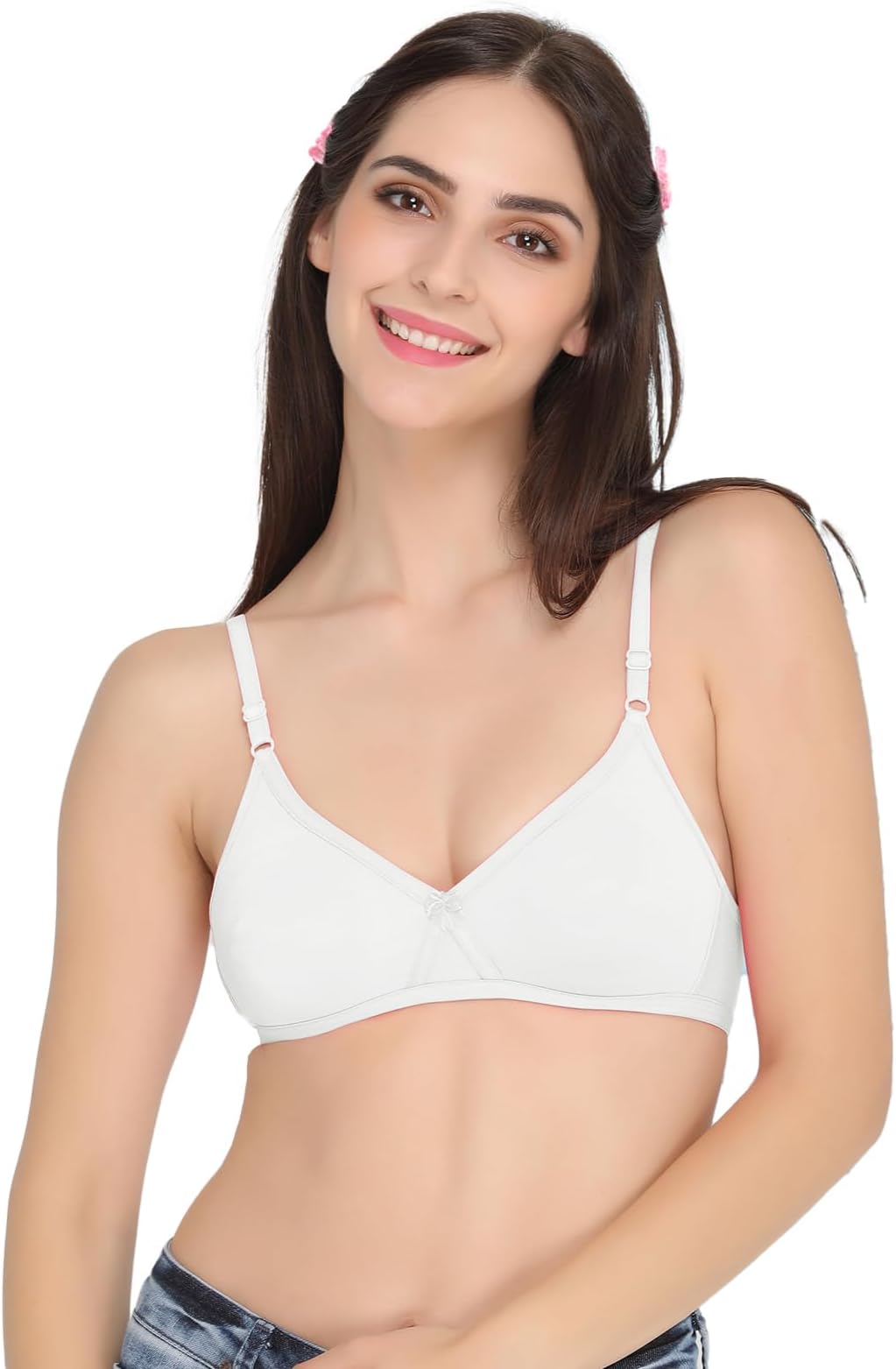 Women's Cotton Rich Solid Non-Padded Full Cup Wire Free T-Shirt Bra - Light Pink