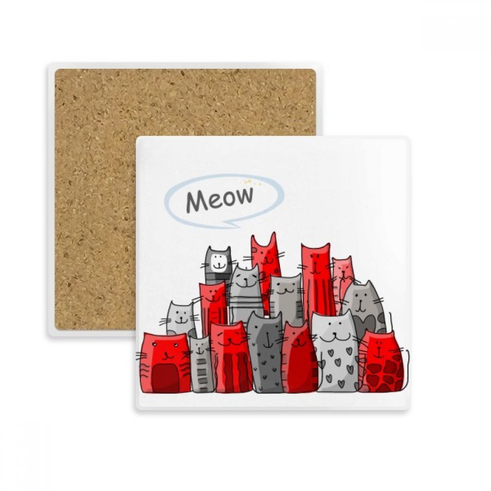 Dessous de verre chat meow absorbant en pierre pour amateur d'animaux