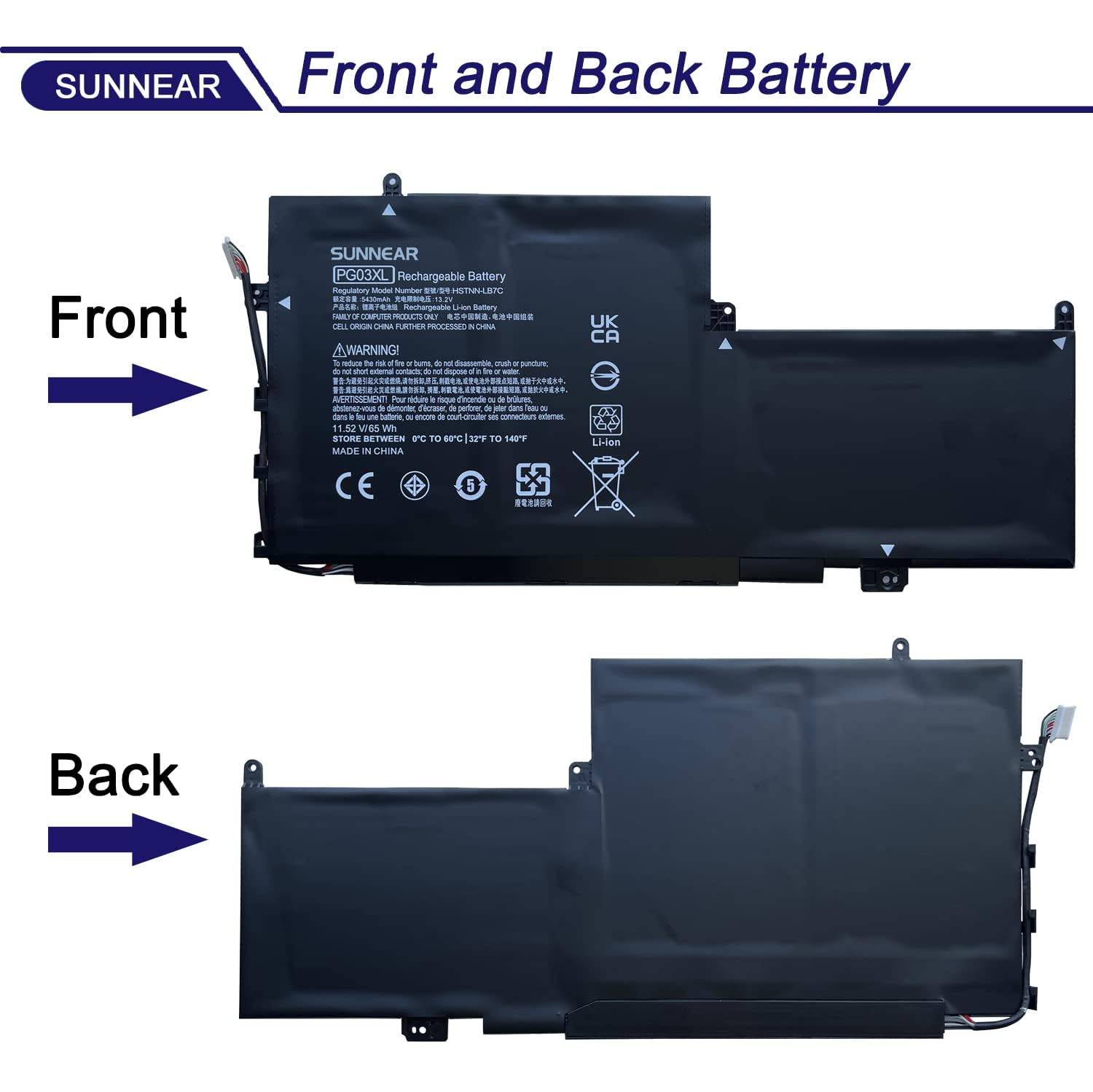 Amazon.com: SUNNEAR PG03XL 831758-005 Laptop Battery Replacement
