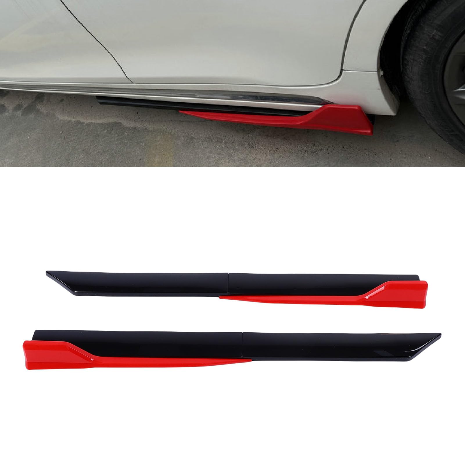 Minigonne Laterali Pannello a Bilanciere Universale ABS Minigonne Laterali Regolabili Estensione Splitter Labbro Elegante Design Aerodinamico per gli Appassionati di Auto 105 (Nero e rosso)