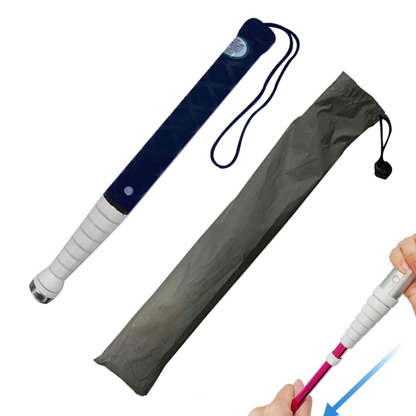 Tavkomco Telescopic Blind Cane - 7,8,9 Sections Titanium Alloy Folding Walking Cane for The Blind or Visually Impaired,Lnclude Nylon Bag + Optional Crutch tip(A,125cm/49.2in)