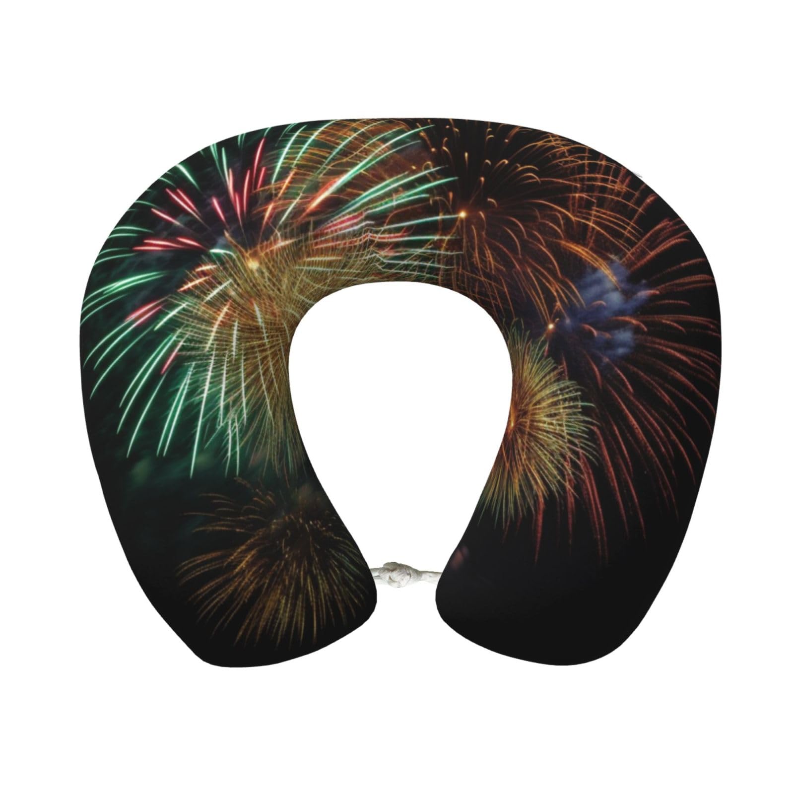 FekiLoot Travel Pillow for Sleeping, Fireworks Travel Neck Pillow Comfortable U Shape Memory Foam Neck Rest Support Portable Travel Accessories Suitable for Airplane Car Office