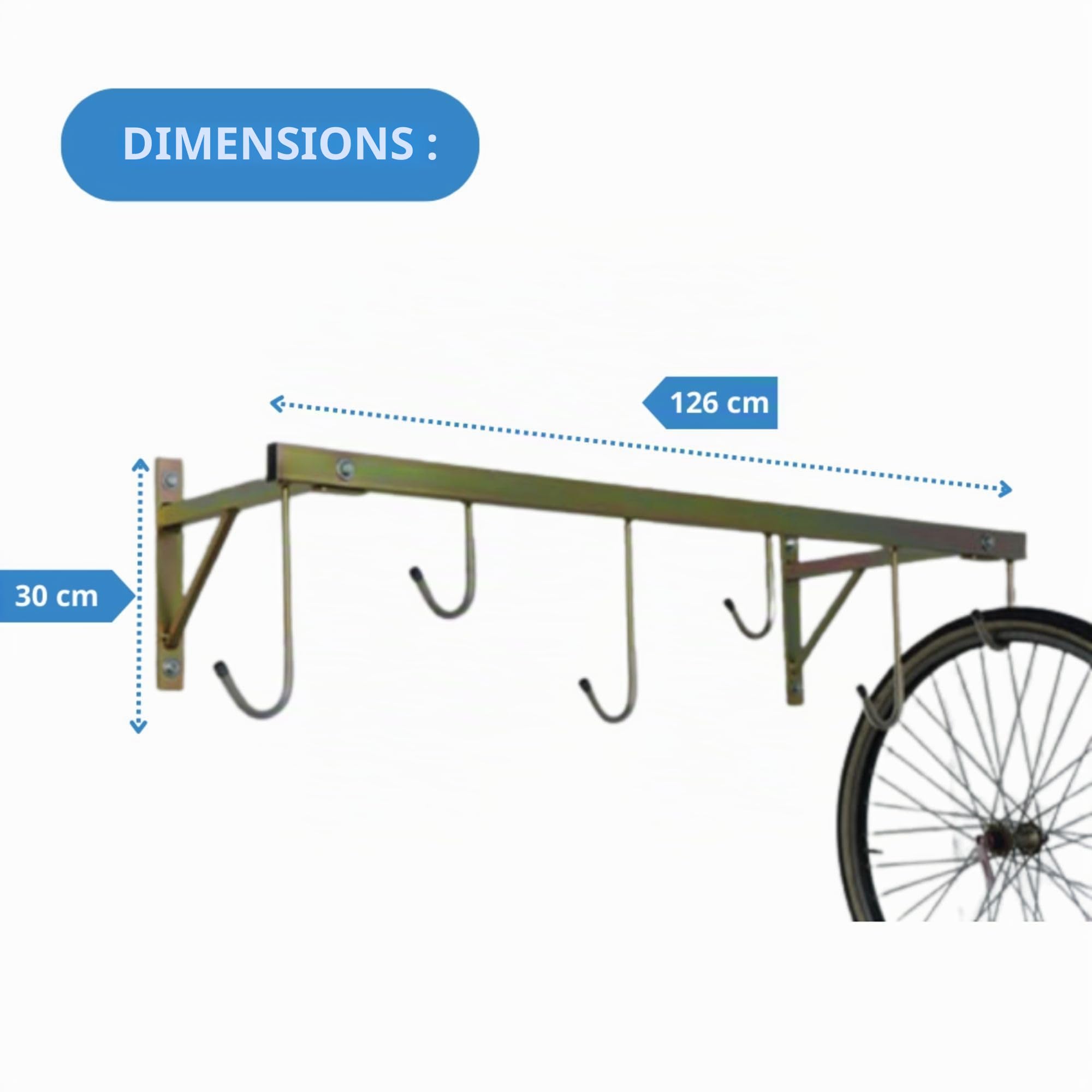 Porte-vélo mural, 6 places, démontable