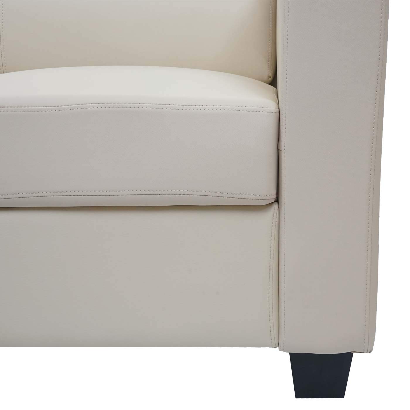 Mendler Divano Sofa 3 posti Lounge Moderno Elegante Serie Lille M65 75x191x70cm Pelle Avorio