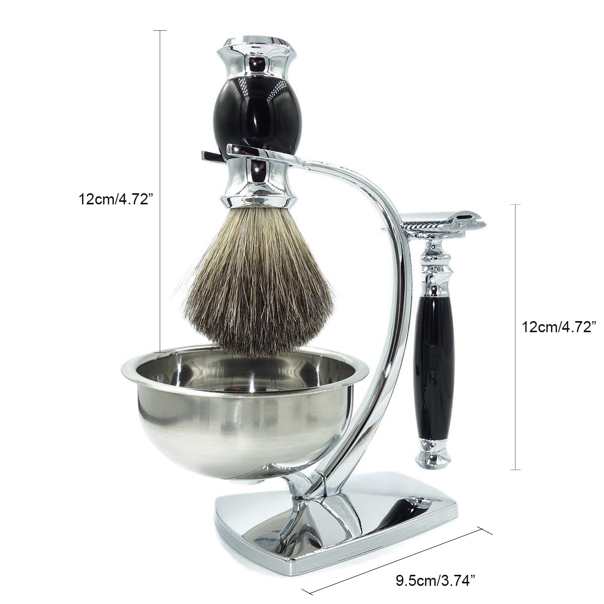 Soporte de maquinilla de afeitar práctico de lujo para cepillos de afeitar, juego de regalo de doble filo para hombre, cuenco de jabón de tejón para cepillo de pelo de tejón, kit de afeitado