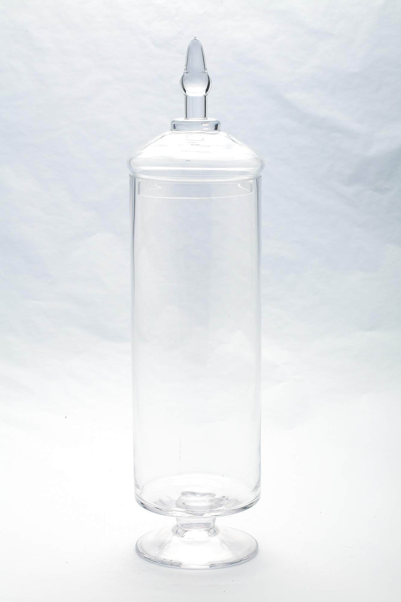 CC Home Furnishings20" Clear Cylindrical Shaped Hand Blown Glass Jar with Finial Lid