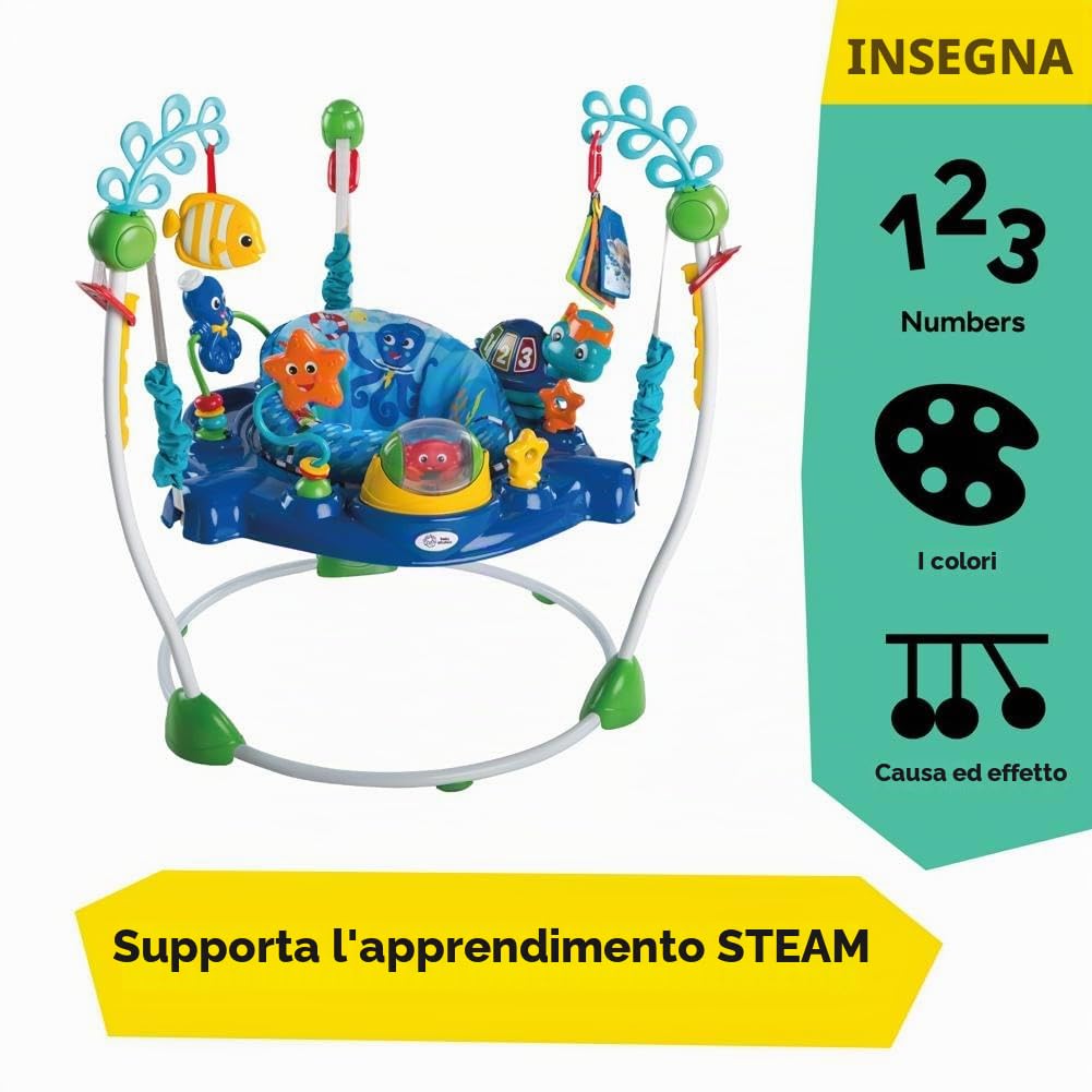 Baby Einstein Neptune's Ocean Discovery Centro Giochi e Attività, 15 Giochi, 3 Lingue, Girello con Musica e Luci, Sedile Girevole 360°, Regolabile, da 6 Mesi